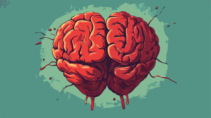 Understanding the Connection: Broken Heart, Depression, and Human Brain Flat Vector Illustration