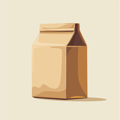 Brown Bag Flat Vector Illustration
