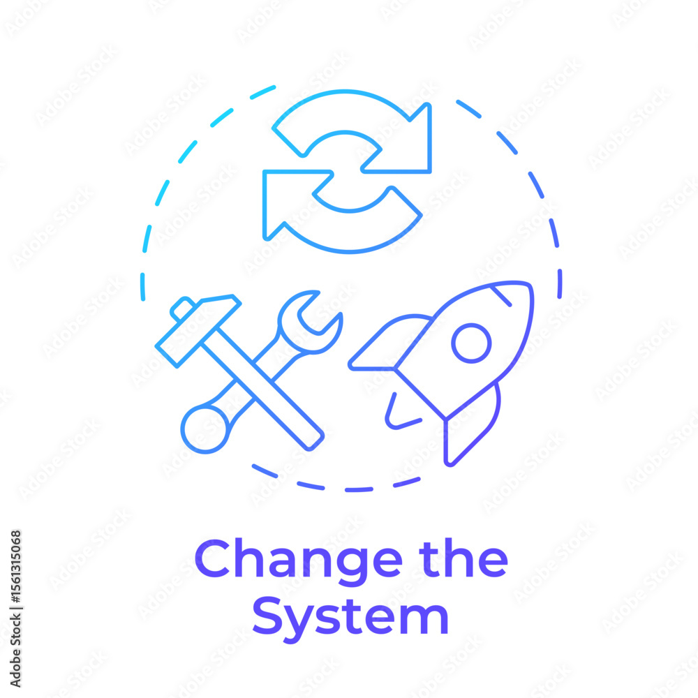 Poster change system blue gradient concept icon. active transitional stage. lewin change management model. 
