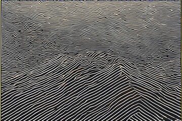 ia generated. Abstract illustration with wavy lines that form a modern and minimalist landscape, ideal for graphic design and digital art.	