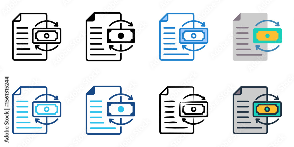 Poster cash flow statement icon set multiple style collection
