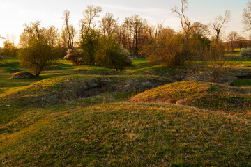 Abendstimmung im NSG Sulzheimer Gipshügel, Landkreis Schweinfurt, Unterfranken, Bayern, Deutschland