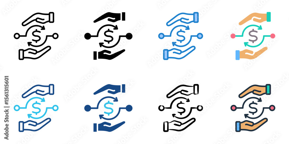Poster financial controls icon set multiple style collection
