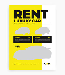 Rent a car flyer template, car rental service marketing flyer design