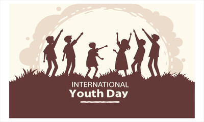 Happy international youth day celebration with children and balloons
