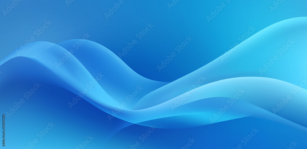 Poster blue gradient background with soft wavy lines, simple abstract design
