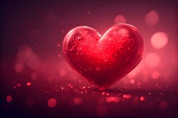 ia generated. Shiny red 3D heart on dark background, modern and elegant design perfect for romantic themes, Valentine's Day or love.
