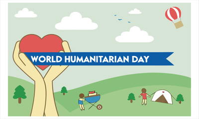 August 19 World Humanitarian Day celebration with decorative elements and text