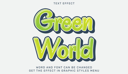 Green world text effect in 3d design