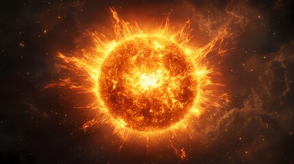 Fototapeta premium Fiery Sun A Cosmic Blaze in Deep Space 