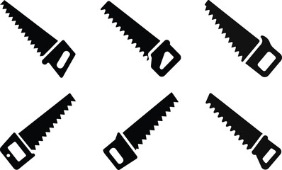Hand Saw silhouette vector icon set for industrial tools