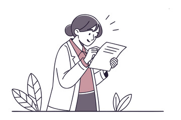 Medical Professional: A healthcare practitioner in a white coat meticulously reviews important documents, conveying a sense of diligence, attention to detail, and dedication to patient care.