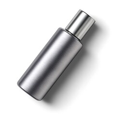 Brushed Metal Cosmetic Bottle Mockup: Sleek, Modern, and Elegant Design, Isolated on White Background.