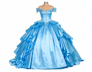 Electric Blue Ball Gown  2025's Royal-Inspired Design with Fiber-Sculpted Ruffles