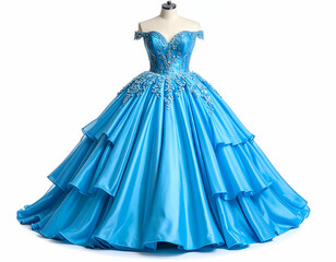 Electric Blue Ball Gown Elegant Ruffles & Exquisite Design