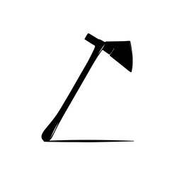 Axe or Hatchet Silhouette Icon. A clean and bold black silhouette of an axe or hatchet, ideal for use as an icon, symbol, or design element