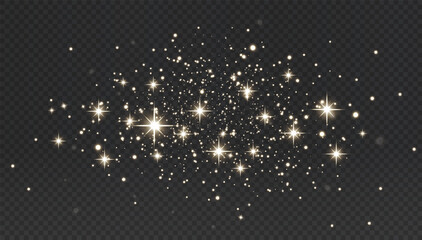 Stardust, vector sparkles, glitter, celebration, confetti golden shimmer bursts over a dark festive background, blending light, magic, and holiday glamour in a vintage sparkle effect.