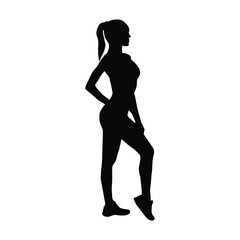 Silhouette of Athletic Female Figure Standing in Confident Pose