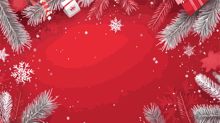 Festive Merry Christmas New Year Red Banner Graphic