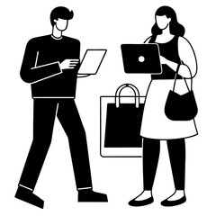 Online shopping and e-commerce - flat vector illustration
