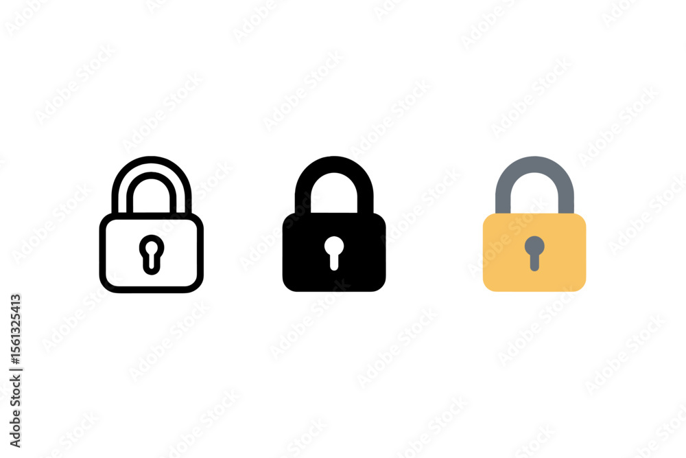 Poster simple lock icons set vector illustration for security design