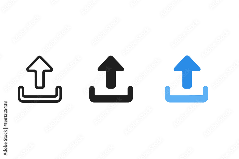 Poster trio of simple upload arrows vector illustration for web and app design