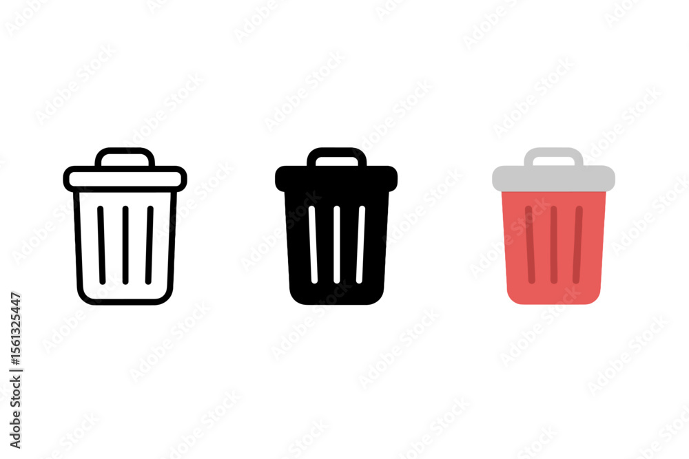 Poster simple trash bin icon set vector illustration for digital and print design