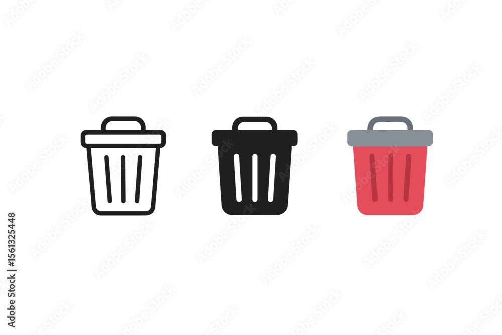 Poster simple trash bin icon set vector illustration for modern user interface design