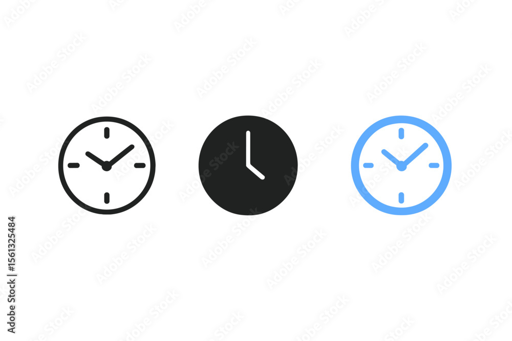 Poster minimalist clock trio vector illustration with simple icon design for digital and print use