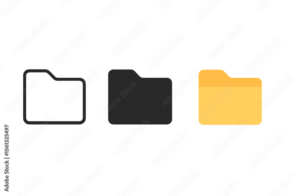 Poster minimalist trio of folder icons with highlighted yellow accent vector illustration for digital desig