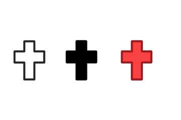 Fototapeta premium Minimalist cross icon vector illustration in various styles for graphic design