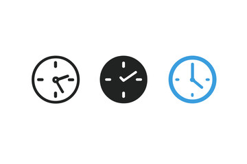 Obraz premium Simple trio clock icons vector illustration with glowing effect for modern digital design