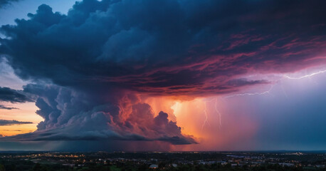 Fototapeta premium sunset in the mountains and purple sky