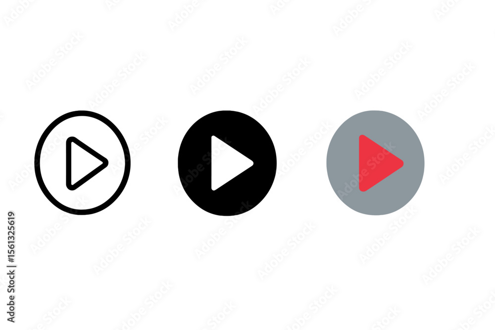 Poster vector illustration of play button variations in simple design for ui and graphic projects