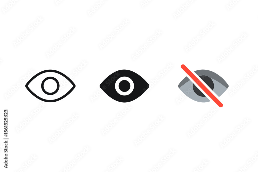 Poster eye icon variations vector illustration in simple style for digital design and user interface
