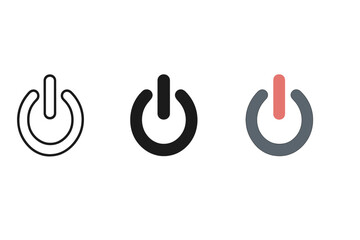 Modern power button trio vector illustration with minimalist style for digital design