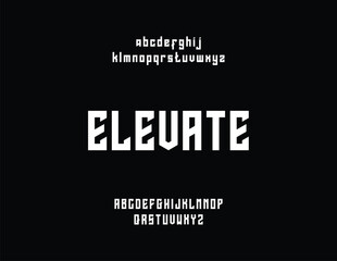 Modern, bold font display with uppercase alphabet and the word 