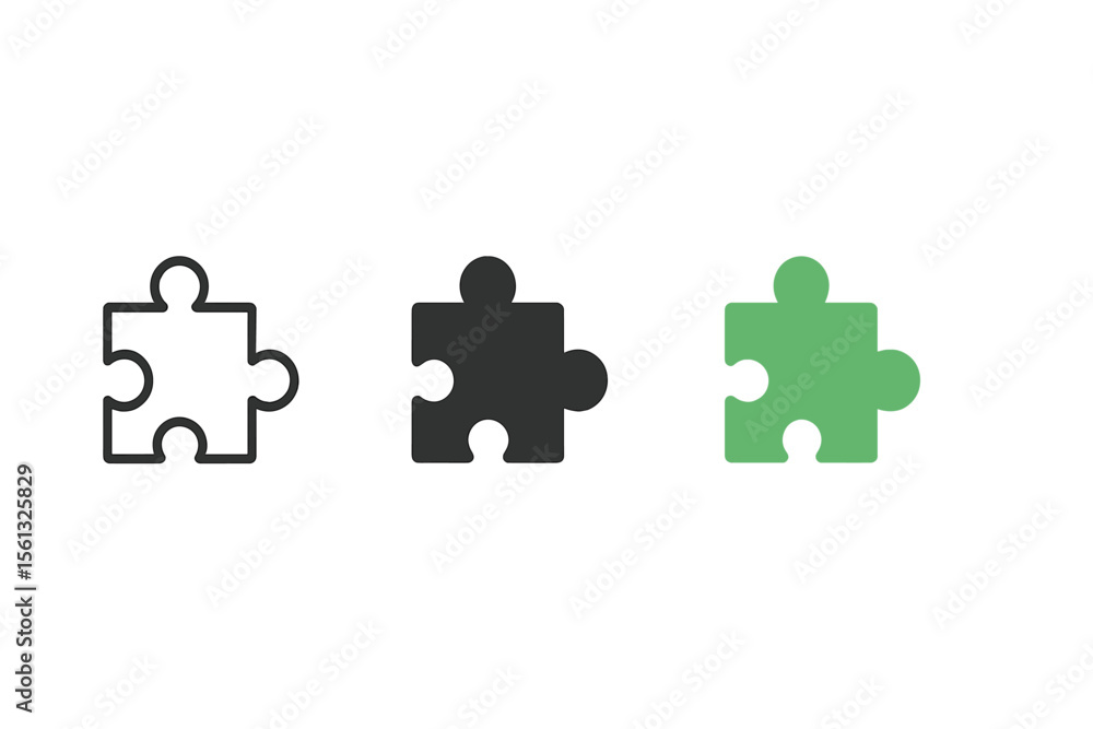 Aufkleber minimalist vector illustration of puzzle icon variations with glowing highlight for design projects