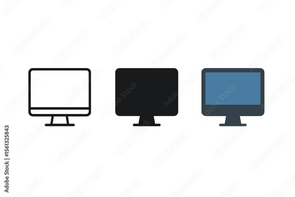 Poster simple desktop monitor icon vector illustration for tech design projects