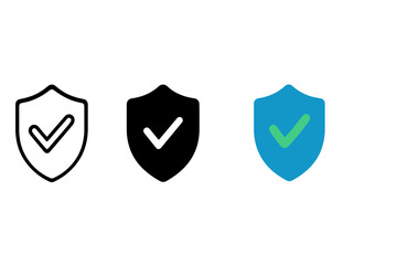 Blue check shield vector illustration for security and protection design