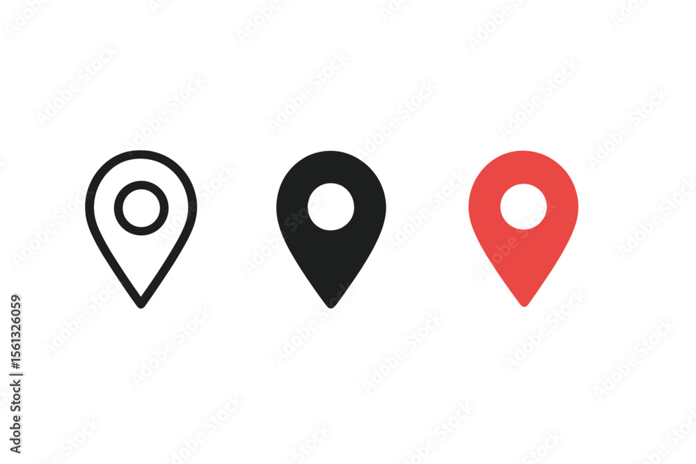 Poster simple map pin icon set vector illustration for digital interfaces and design projects