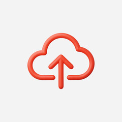 3d Realistic Cloud upload icon vector Illustration