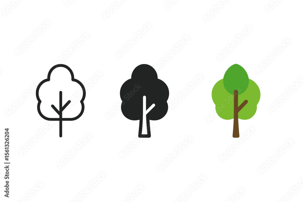 Poster minimalist tree icon vector illustration in simple styles for design projects