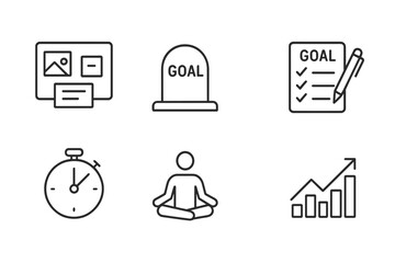 Minimalist goal icons vector illustration for productivity and success design