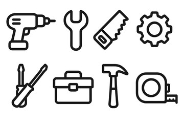 Obraz premium Simple tools and equipment icons vector illustration for design and construction projects