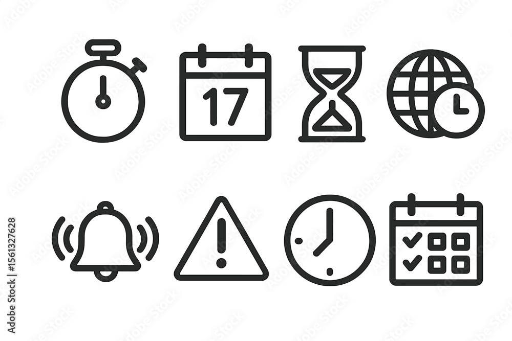 Poster vector illustration of simple time management icons for scheduling and planning design