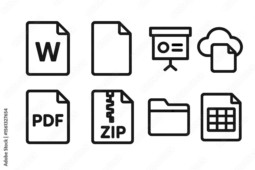 Poster simple document icon set vector illustration for file management and design projects