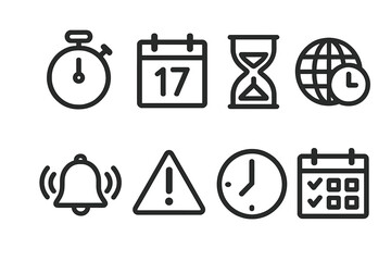 Vector illustration of simple time management icons for scheduling and planning design