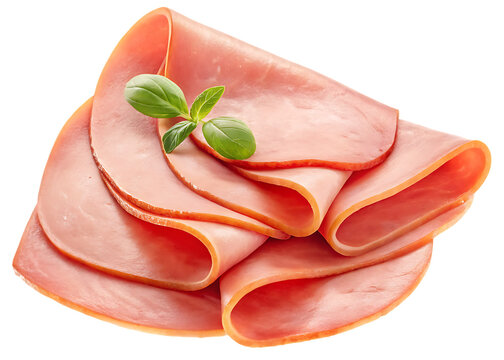  sliced ham ready to eat a pile of thin delicious isolated on white background PNG ,ai generated