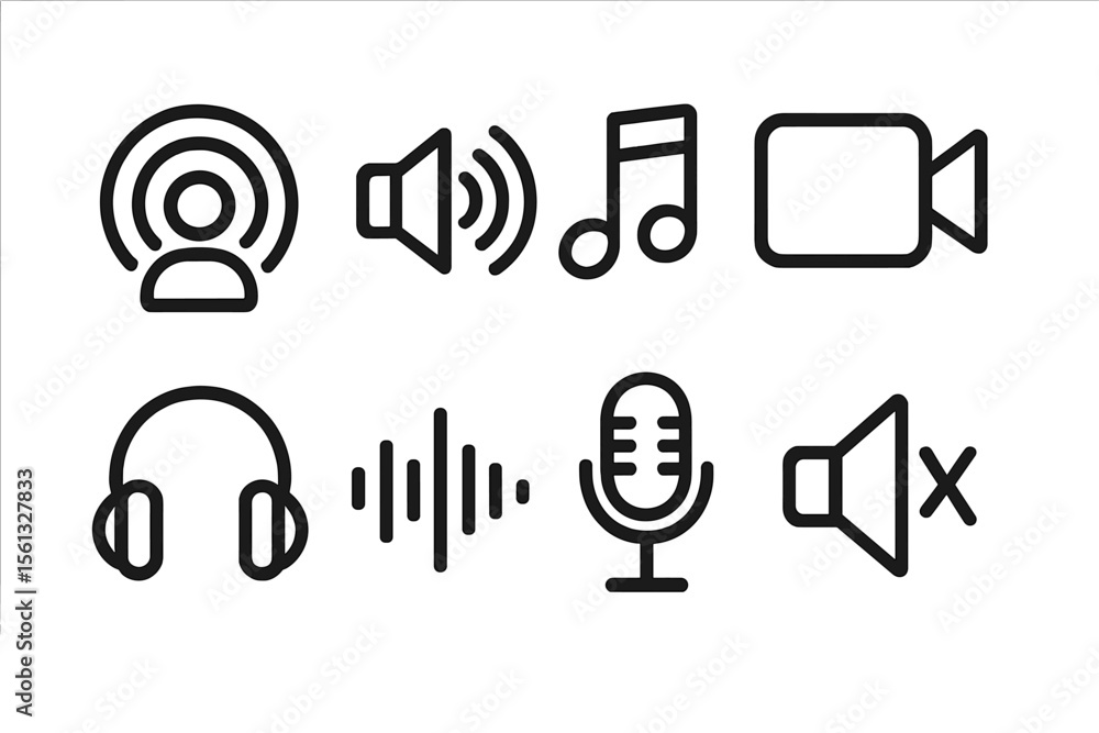 Poster simple media icons grid vector illustration for digital and print design
